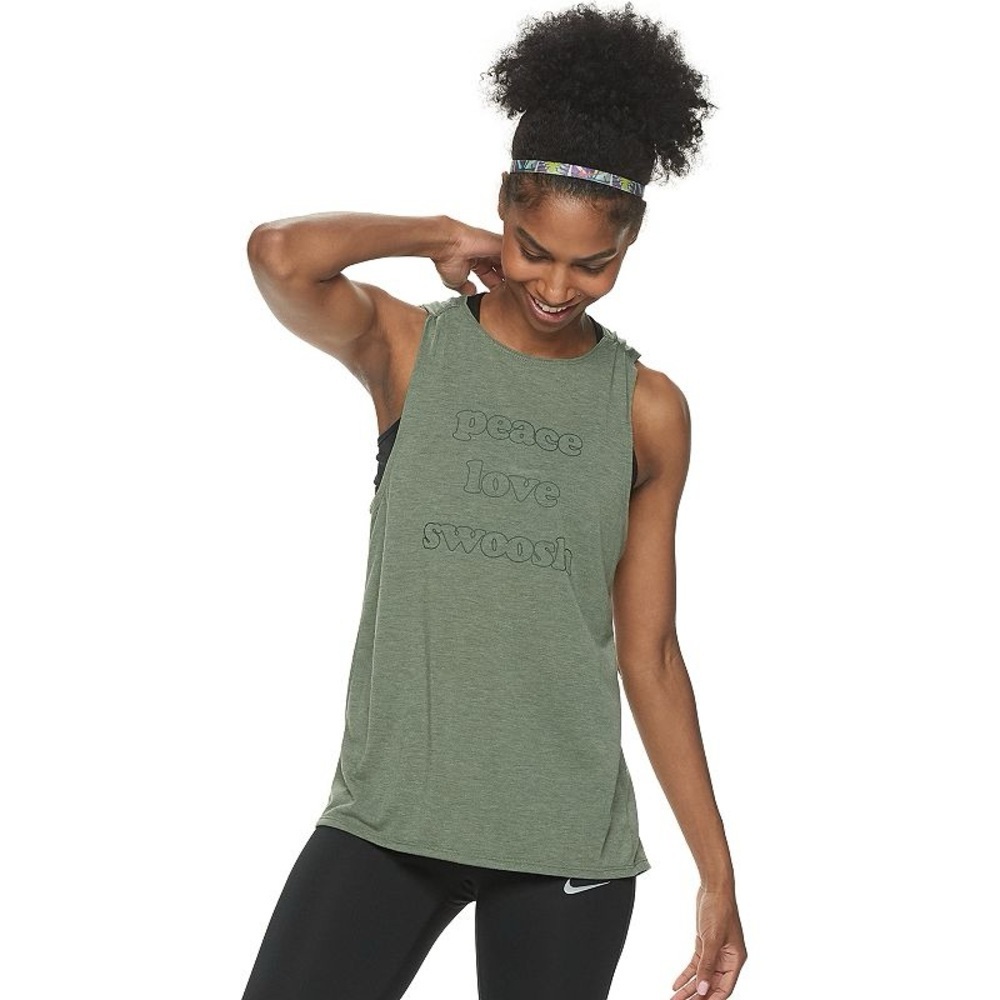 Nike Peace Love Swoosh Dri-Fit Split Back Training Tank - Picture 3 of 7
